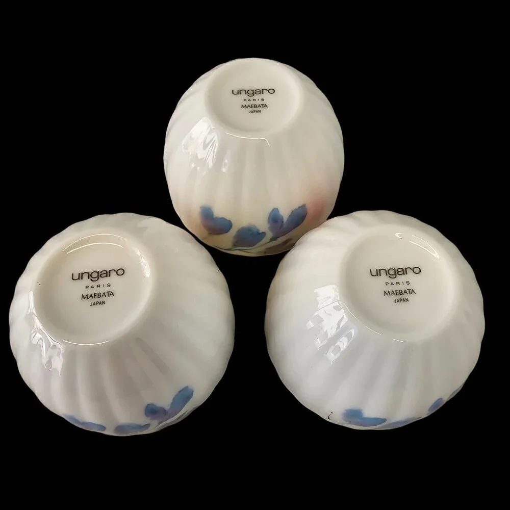 Ungaro Paris Maebata Japan Porcelain Tea Cups Set of 3  5 oz Capacity